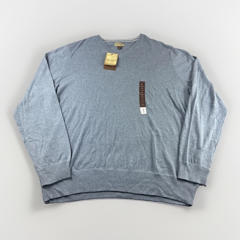 Sonoma V-Neck Sweater Mens XL Blue Heather Sweatshirt Long Sleeve Preppy Top NEW